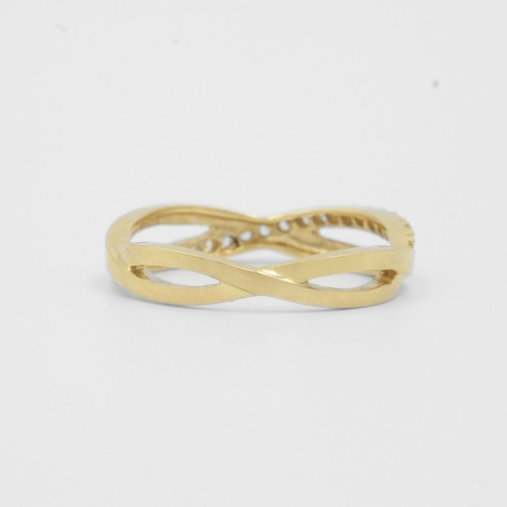 Anillo de Oro 14k Enlace Especial Incrustado con Zirconias mod. 8115