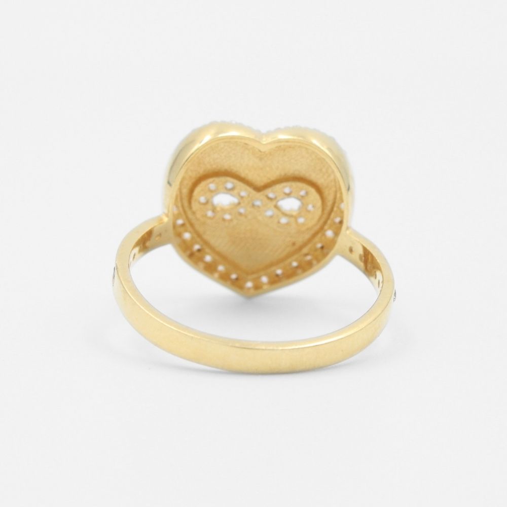 Anillo de Oro 14k Corazón Diamantado Especial con Infinito e Incrustación de Zirconias mod. 8569