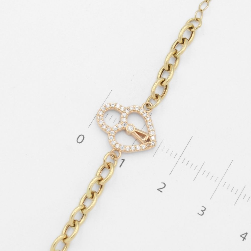 Pulsera de Oro 14k con Corazones de Cantado Incrustados con Zirconias mod. 9704