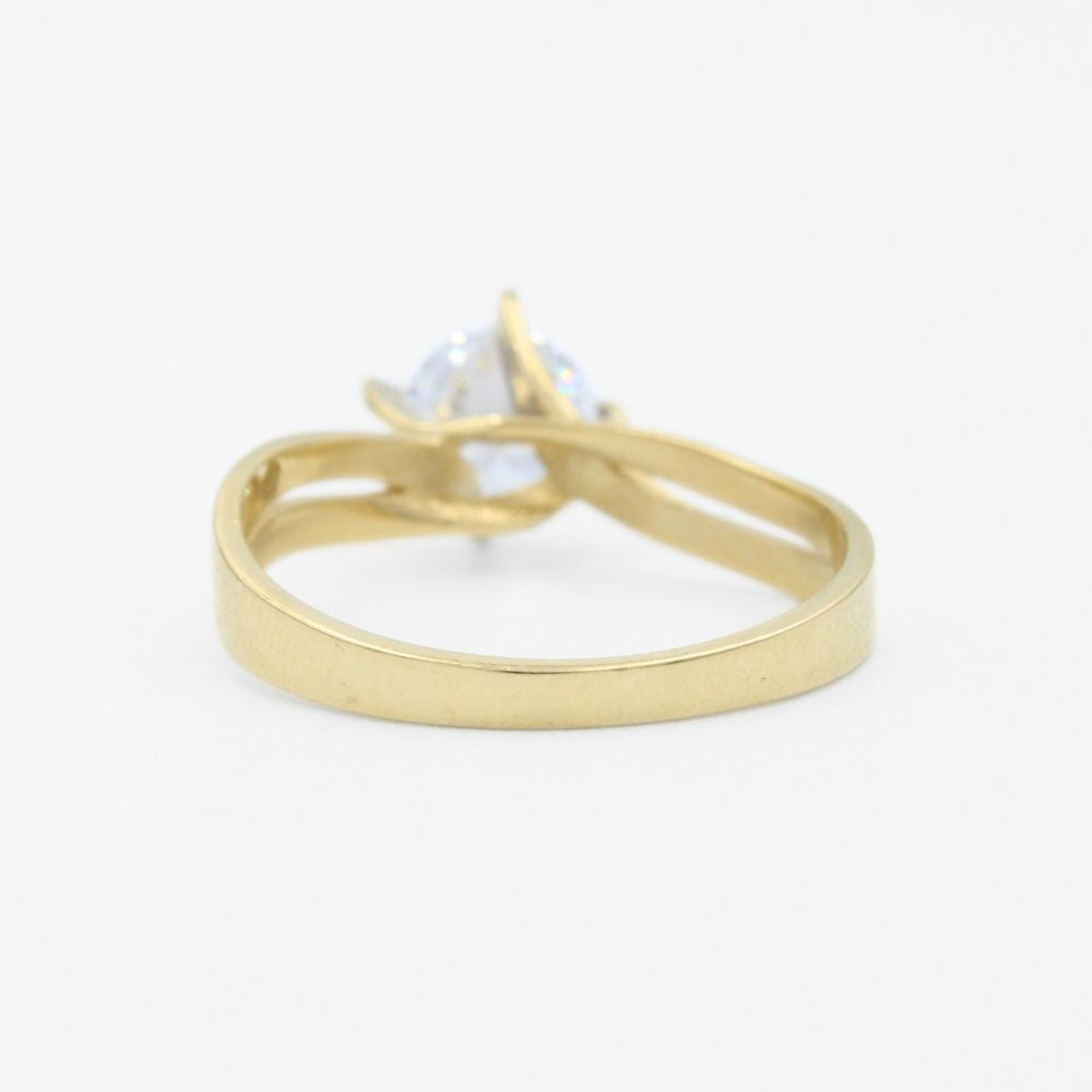 Anillo de Compromiso en Oro 14k Modelo Curvo con Zirconia Brillante mod. 9725