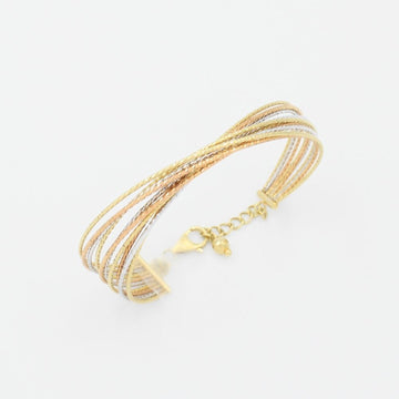 Semanario de Oro 14k de Diseño Tubular Hueco con Diamantado y Broche Ajustable mod. 8998