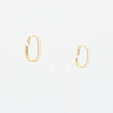 Grapa de Oro 14k Hueca de Diseño Oval con Doble Línea de Zirconias mod. 9267
