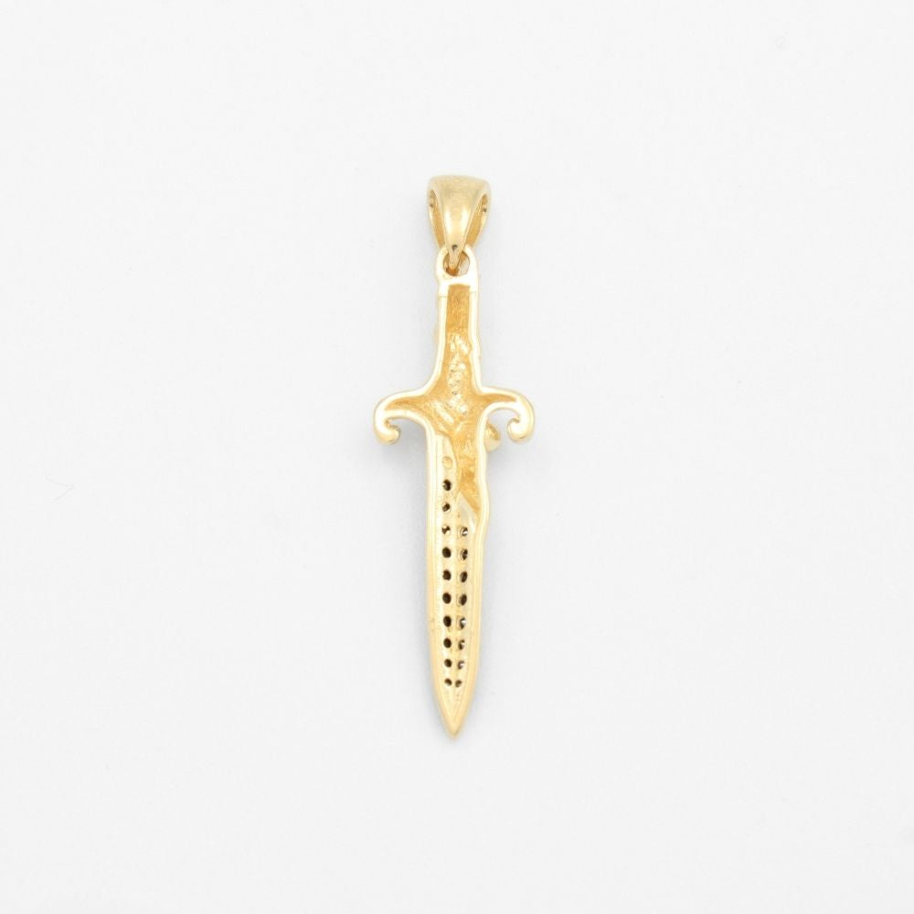 Dije de Oro 14k Diseño de Daja con Incrustación de Zirconias en Color Negro mod. 9444