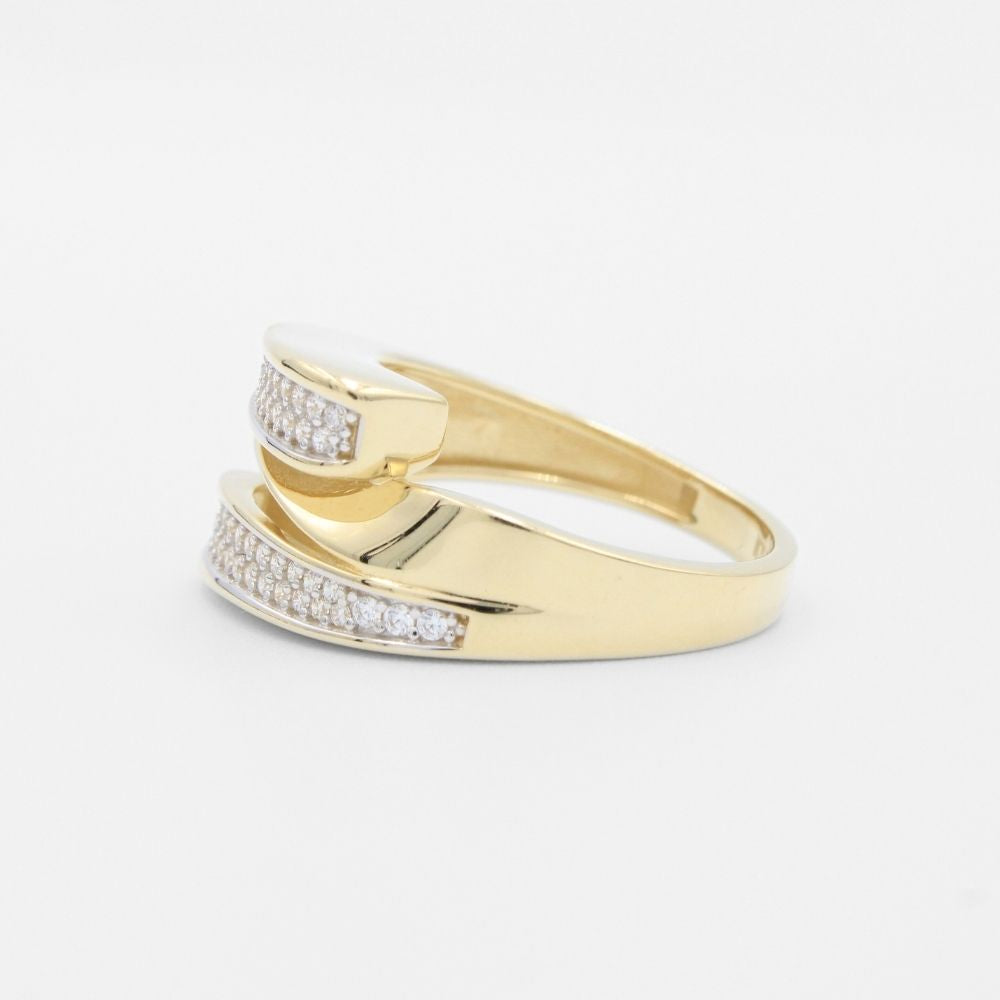 Anillo de Oro 14k Diseño Cruzado Detallado con Zirconias mod. 9598