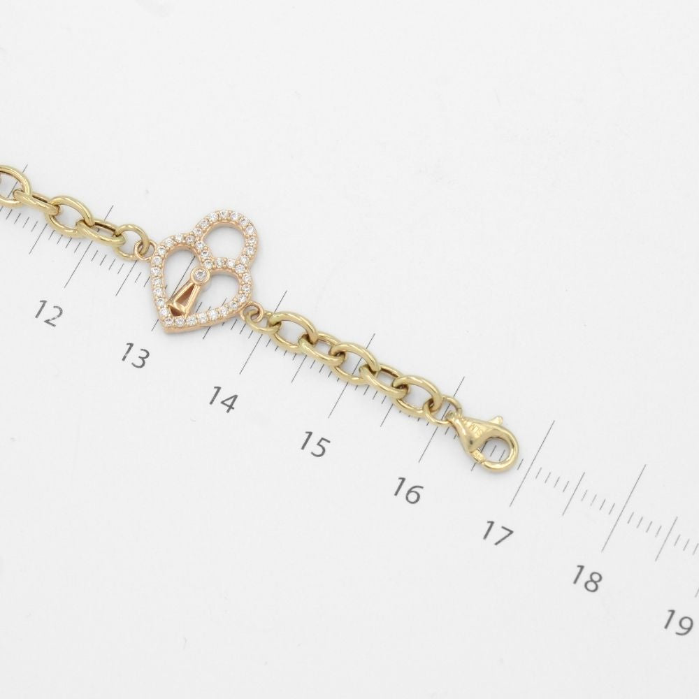 Pulsera de Oro 14k con Corazones de Cantado Incrustados con Zirconias mod. 9704