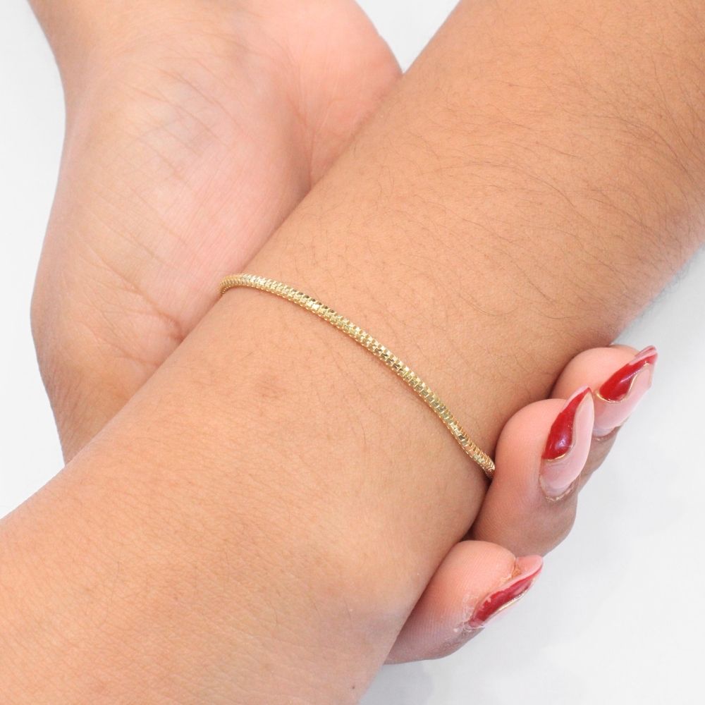 Pulsera de Eslabón Hueca de Tejido Cube Box Fino mod. 9045