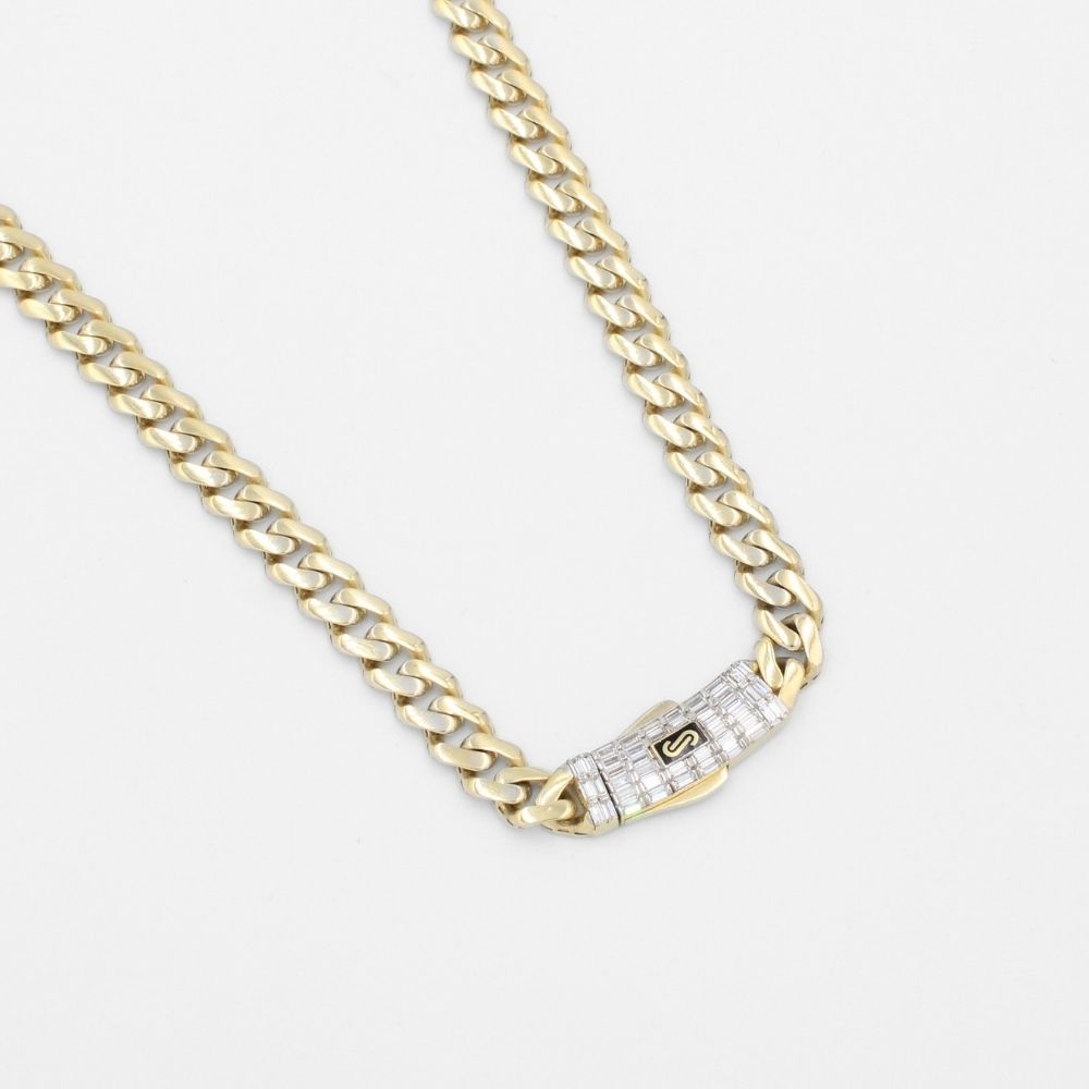 Cadena Monaco Chain 14k Modelo Classic Hueco Plain Baguette mod. 9672