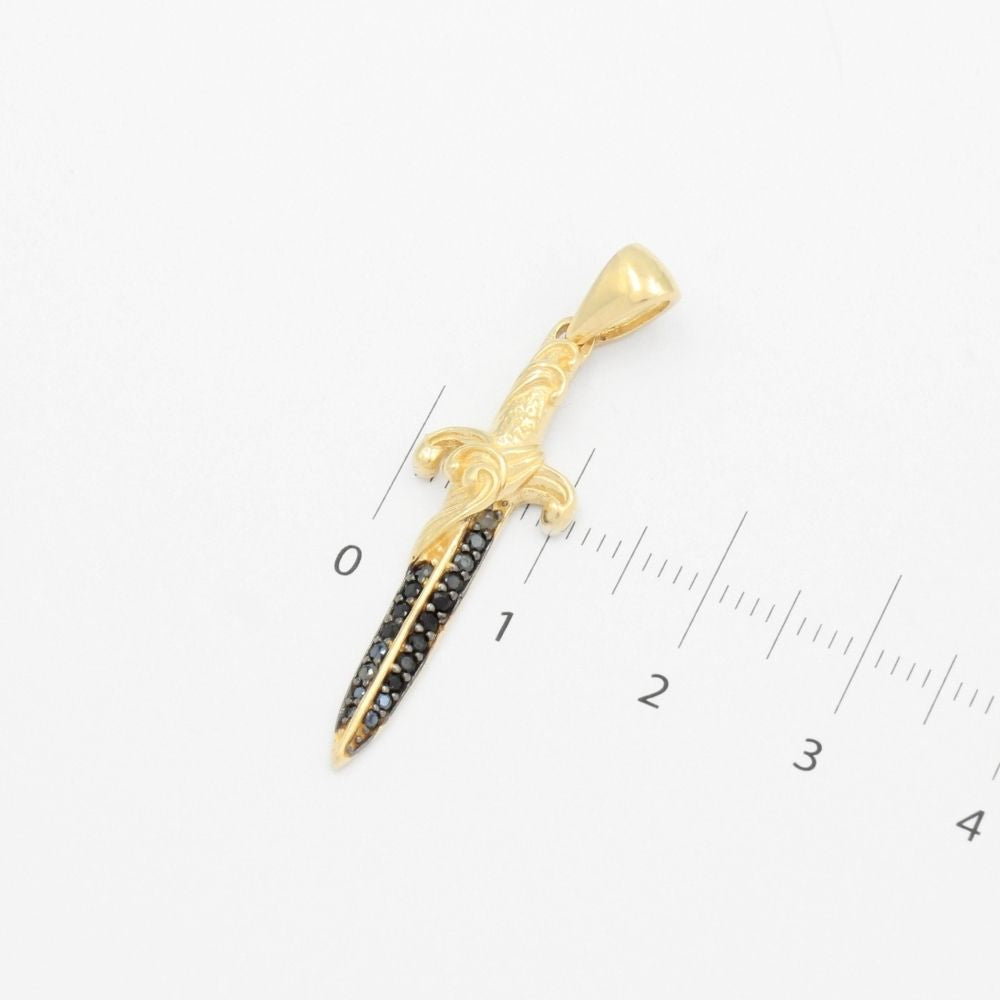 Dije de Oro 14k Diseño de Daja con Incrustación de Zirconias en Color Negro mod. 9444