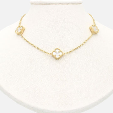 Gargantilla de Oro 14k Diseño Sautoir con Tréboles de Madre Perla mod. 9578