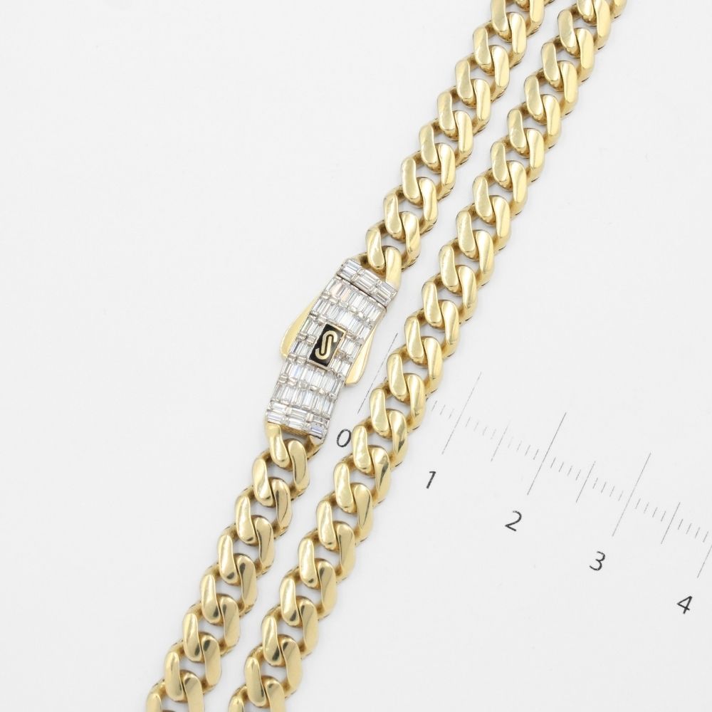 Cadena Monaco Chain 14k Modelo Classic Hueco Plain Baguette mod. 9672