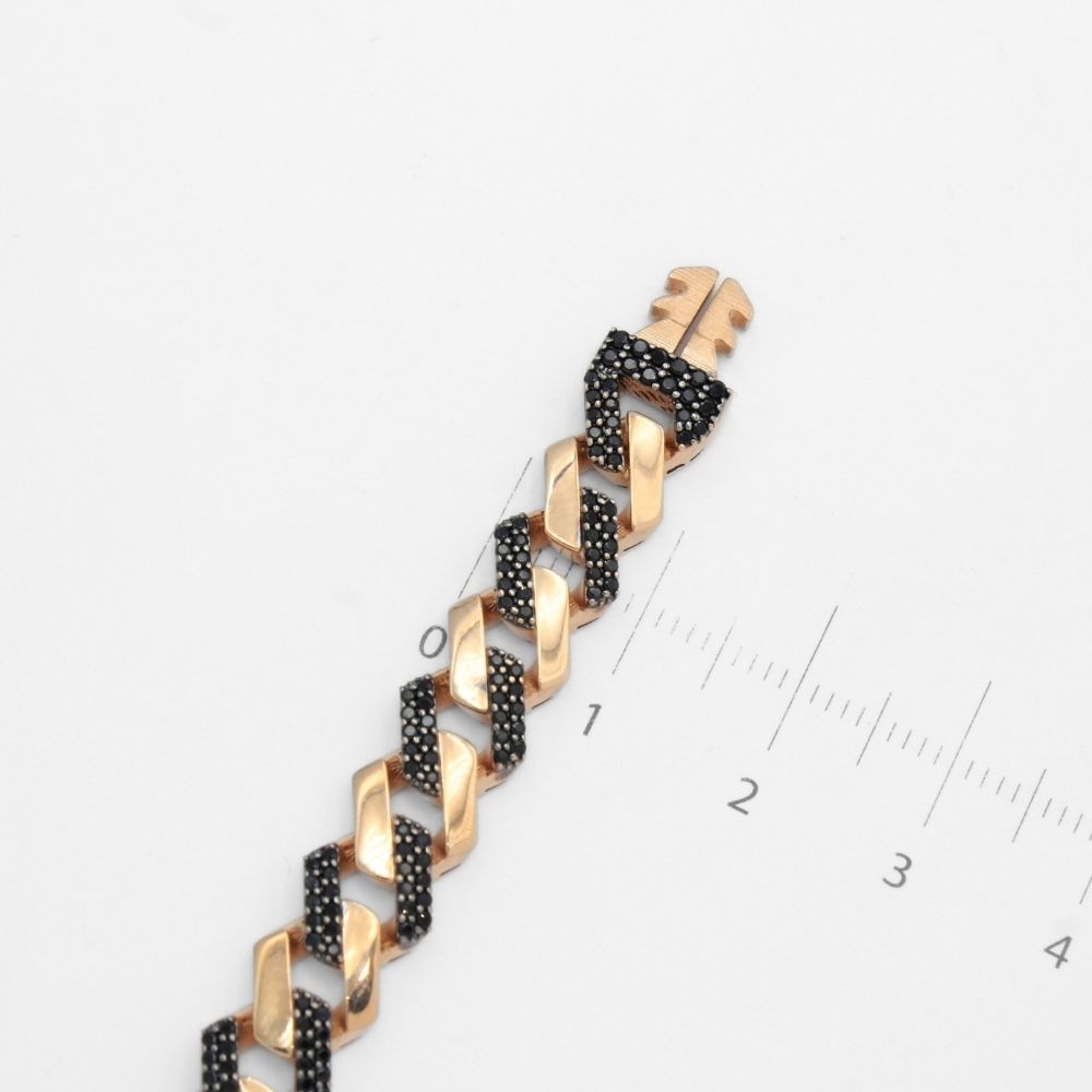 Pulsera Mónaco Chain 14k Modelo Edge Especial de Broche Pavé con Incrustación Alt. de Swarovski Oscuro mod. 9659