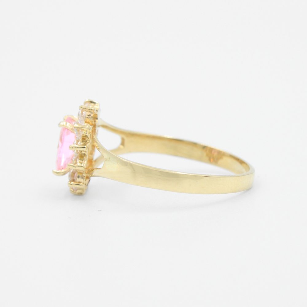 Anillo de Oro 14k con Zirconia Rosa Brillante mod. 9181