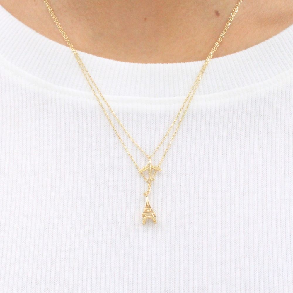 Gargantilla de Oro 14k de Doble Cadena de Diseño París mod. 2712