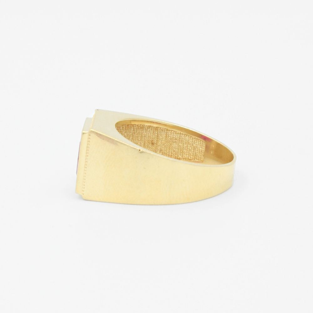 Anillo de Oro 14k con Zirconia Color Rojo Rubí de Diseño Fino mod. 1963