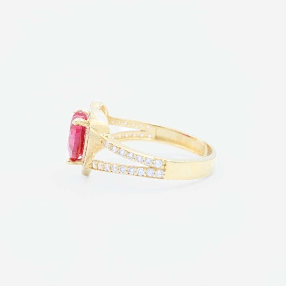 Anillo de Oro 14k Diseño de Corazón Incrustado de Zirconia mod. 9271