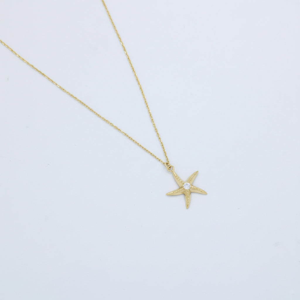 Gargantilla de Oro 14k Estrella de Mar con Incrustado de Zirconias mod. 10066