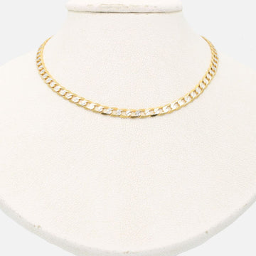 Cadena de Oro 14k Tejido Barbado Sólido con Diamantado Blanco mod. 9495