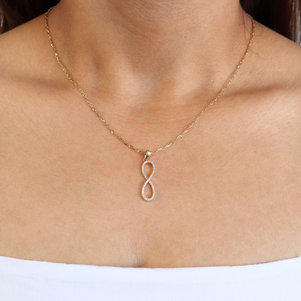 Dije de Oro 14k Infinito Vertical con Zirconias mod. 7125