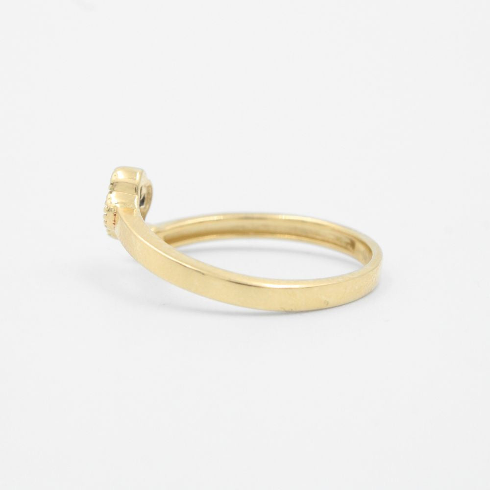 Anillo de Oro 14k Estilo Abierto con Trébol y Zirconia mod. 8854
