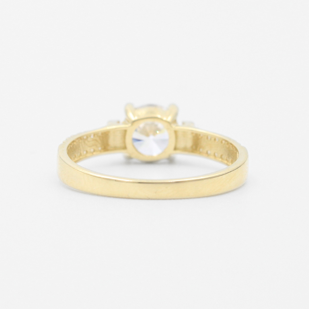 Anillo de Compromiso en Oro 14k Diseño con Línea Brillante de Oro Blanco e Incrustación de Zirconias mod. 9415