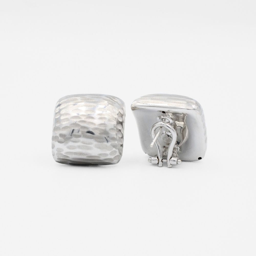 Arete Broche Patente de Oro 14k Hueco e Inflado de Diseño Estilo Chunky con Diamantado mod. 9103