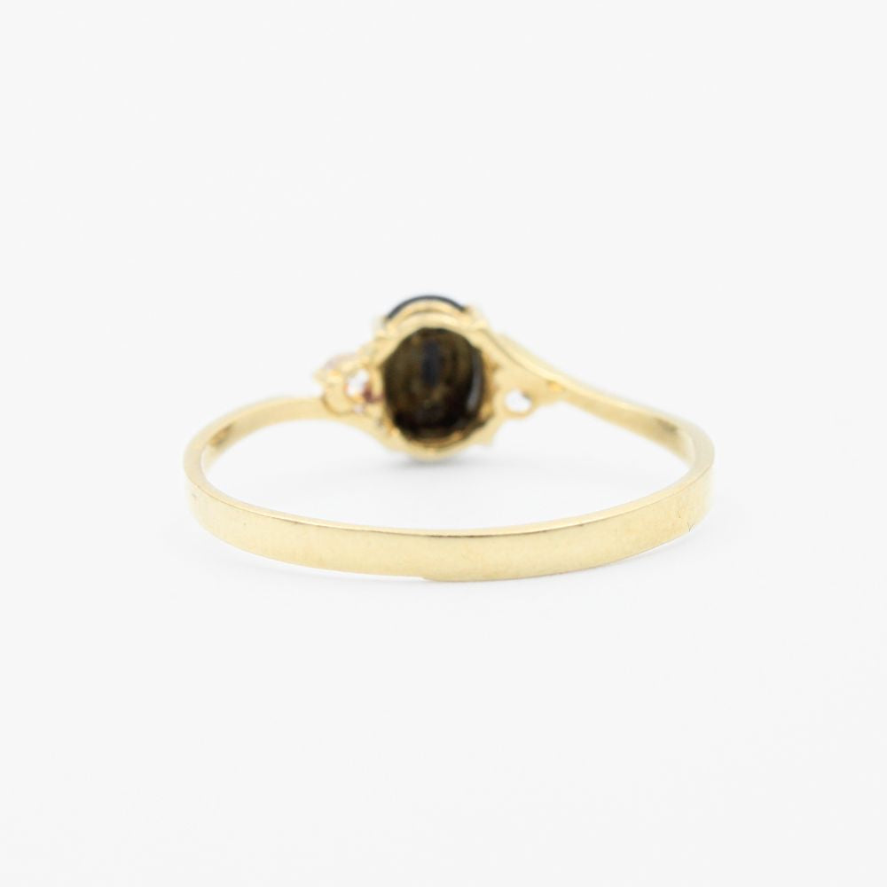 Anillo de Oro 14k con Zirconia Oval Color Negro mod. 9167