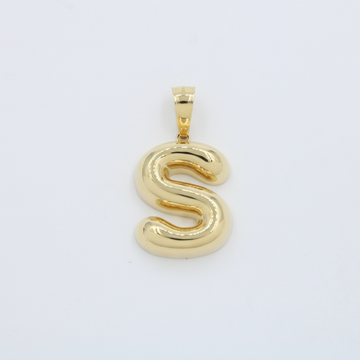 Dije de Oro 14k Modelo de Inicial S de Diseño Inflado y Brillante mod. 10089