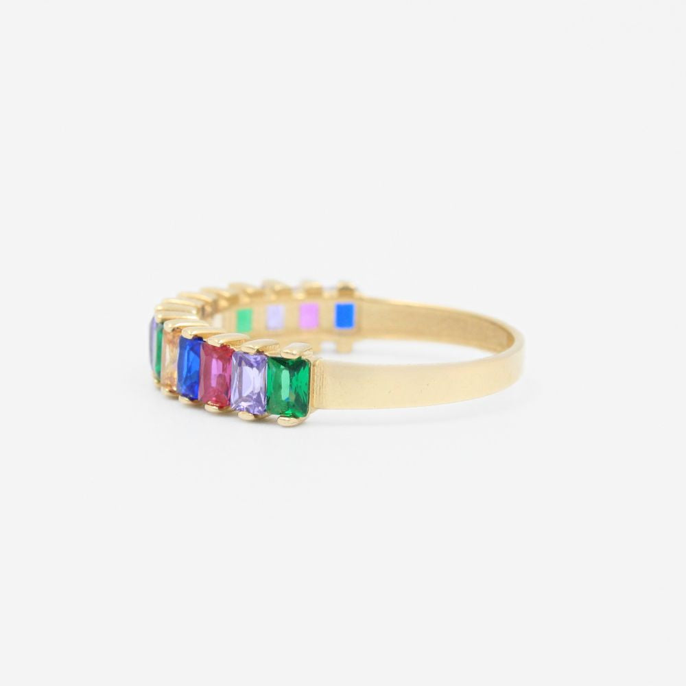 Anillo de Oro 14k Estilo Churumbela con Zirconias de Colores mod. 9248