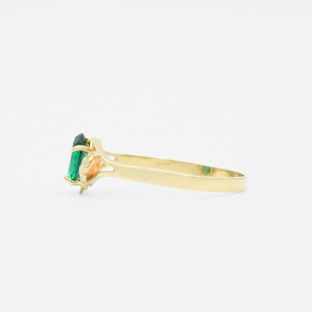 Anillo de Oro 14k de Zirconia Oval de Color Verde Esmeralda mod. 9191