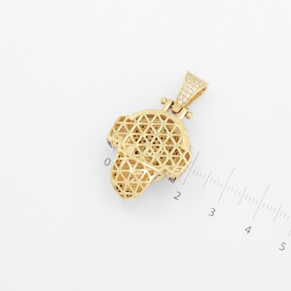 Dije de Oro 14k Diseño de Calavera Incrustado de Zirconias en Color Negro mod. 9472