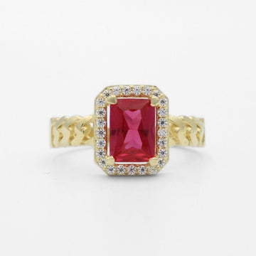 Anillo de Oro 14k Diseño con Zirconia de Corte Fino con Bisel de Zirconias Finas mod. 9728
