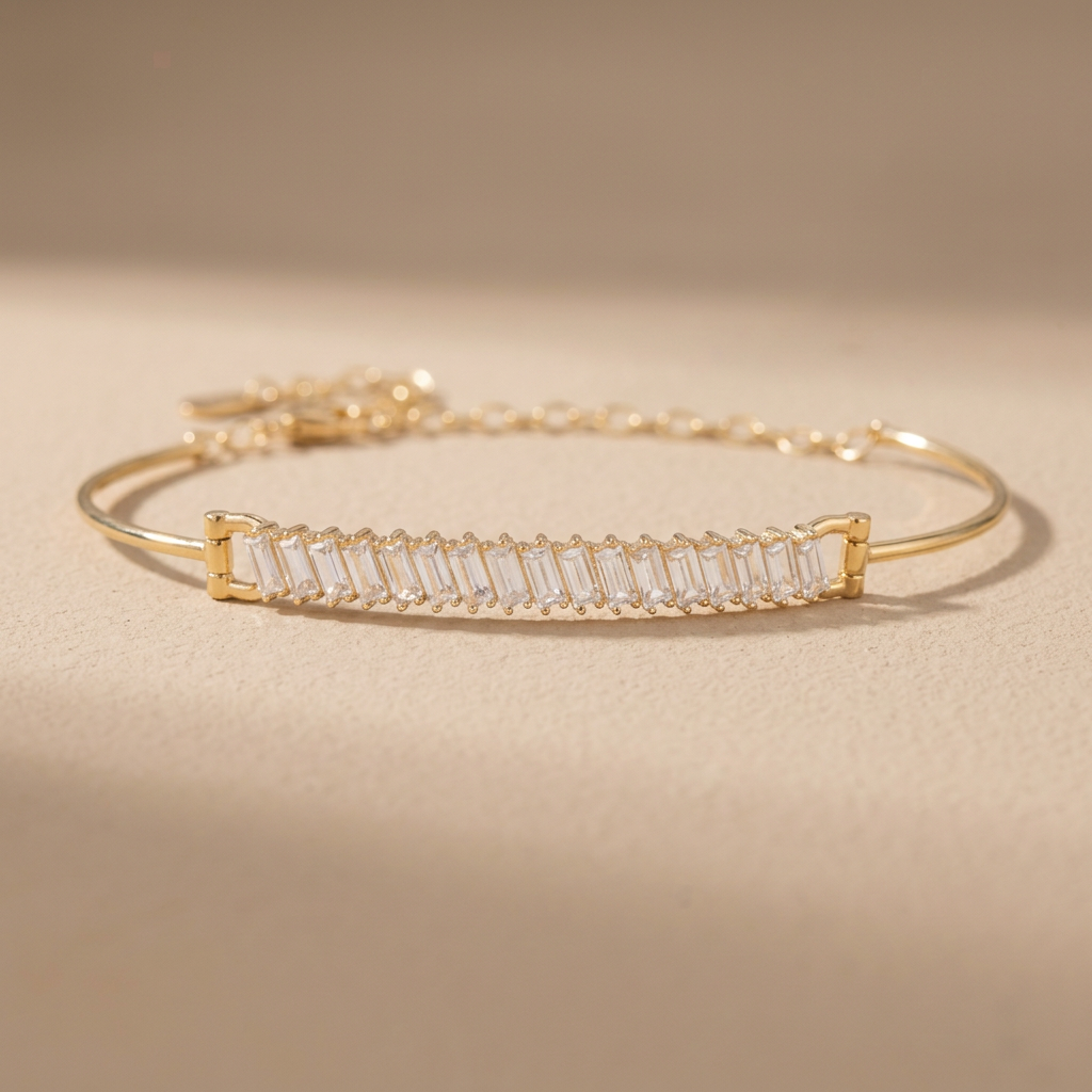 Aro de Oro 14k Ajustable de Zirconias Rectangulares mod. 11227