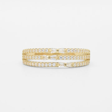 Anillo de Oro 14k Diseño Tres Líneas Incrustadas con Zirconias mod. 9599
