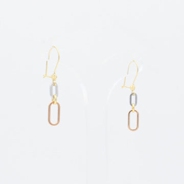 Arete Largo de Oro 14k Hueco con Diseño de Eslabones Elegantes mod. 9100