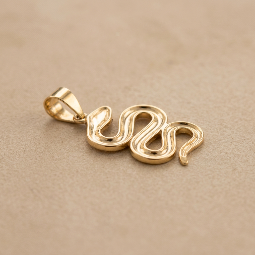Dije de Oro 14k Serpiente Diseño Diamantado mod. 11225