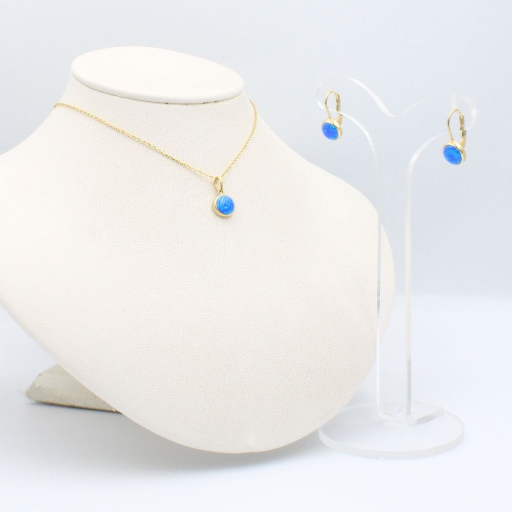 Coordinado de Oro 14k Opalo Azul mod. 8984