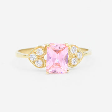 Anillo de Oro 14k con Incrustaciones de Zirconia Cuadrada en Color Rosa mod. 9210