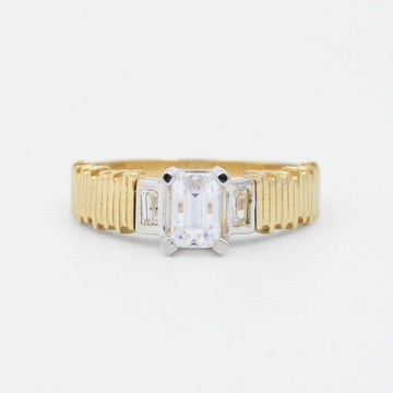 Anillo de Compromiso en Oro 14k Diseño de Barras con Zirconias mod. 8969