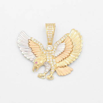 Dije de Oro 14k Diseño Águila Extra con Incrustación de Zirconias  mod. 9445