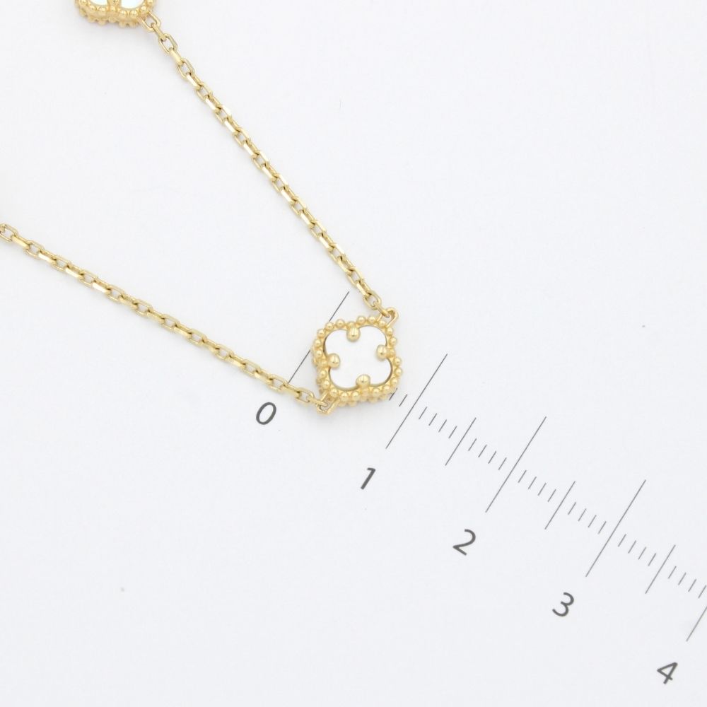 Gargantilla de Oro 14k Diseño Sautoir con Tréboles de Madre Perla mod. 9578