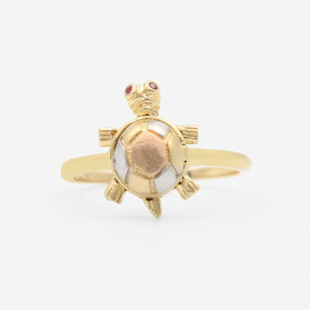Anillo de Oro 14k con Diseño de Tortuga Sorpresa mod. 9089