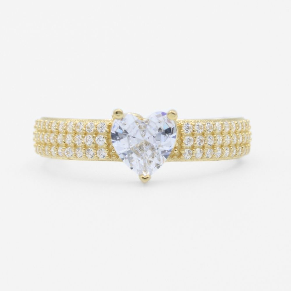 Anillo de Compromiso en Oro 14k Modelo con Zirconia de Corazón mod. 9727