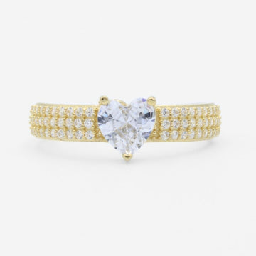 Anillo de Compromiso en Oro 14k Modelo con Zirconia de Corazón mod. 9727