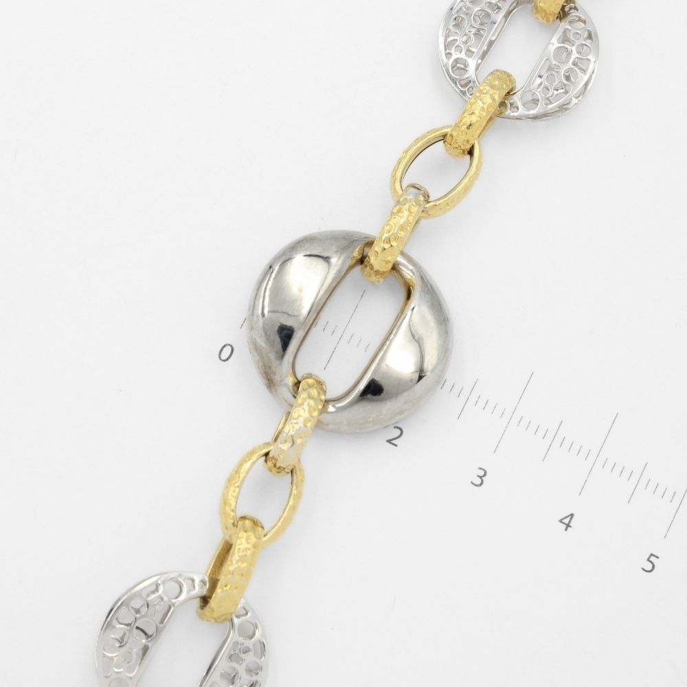 Pulsera de Oro 14k Modelo Inflado Especial con Eslabones de Diseño mod. 9705