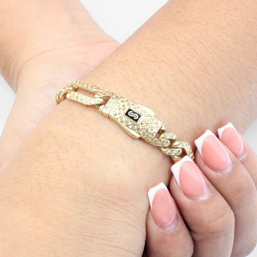 Pulsera Mónaco Chain 14k Modelo Figaro Flex con Broche Flex mod. 8901