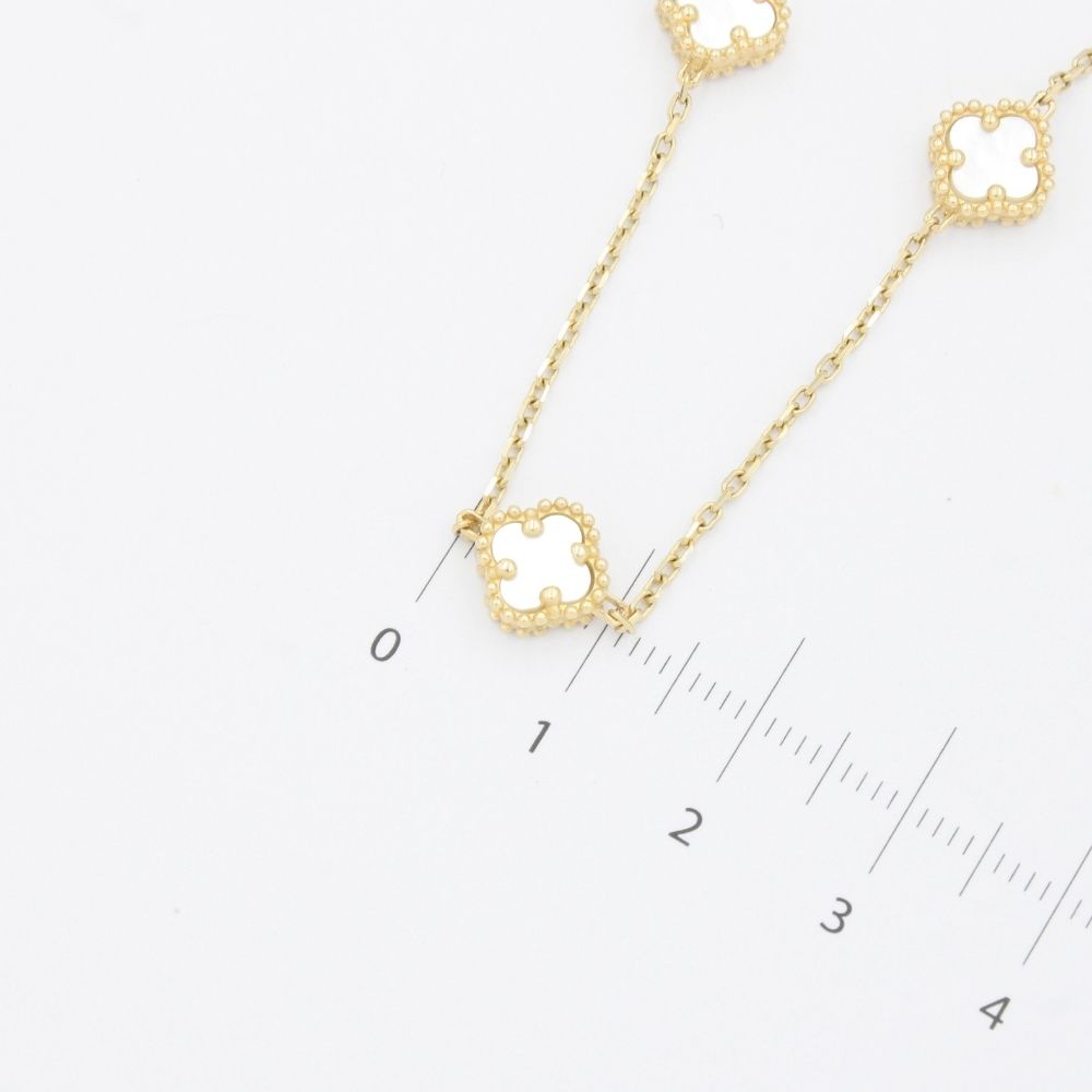 Gargantilla de Oro 14k Diseño Sautoir con Tréboles de Madre Perla mod. 9578