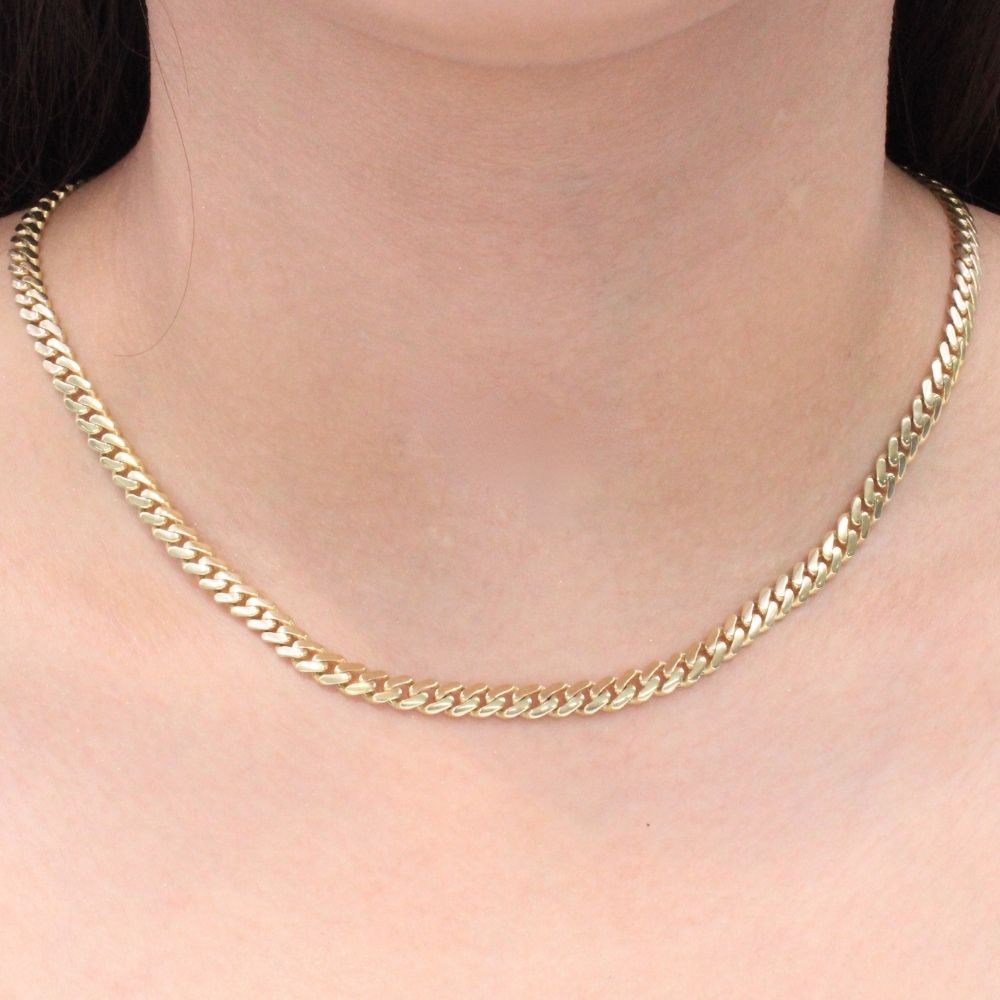 Cadena Monaco Chain 14k Modelo Classic Hueco Plain Baguette Oscuro mod. 9673