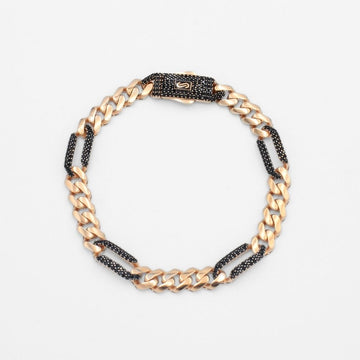 Pulsera Mónaco Chain 14k Modelo Fígaro de Broche Pavé con Incrustación Alt. de Swarovski Oscuro mod. 9660