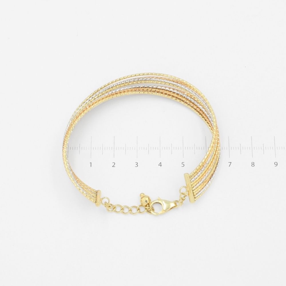 Semanario de Oro 14k de Diseño Tubular Hueco con Diamantado y Broche Ajustable mod. 8998