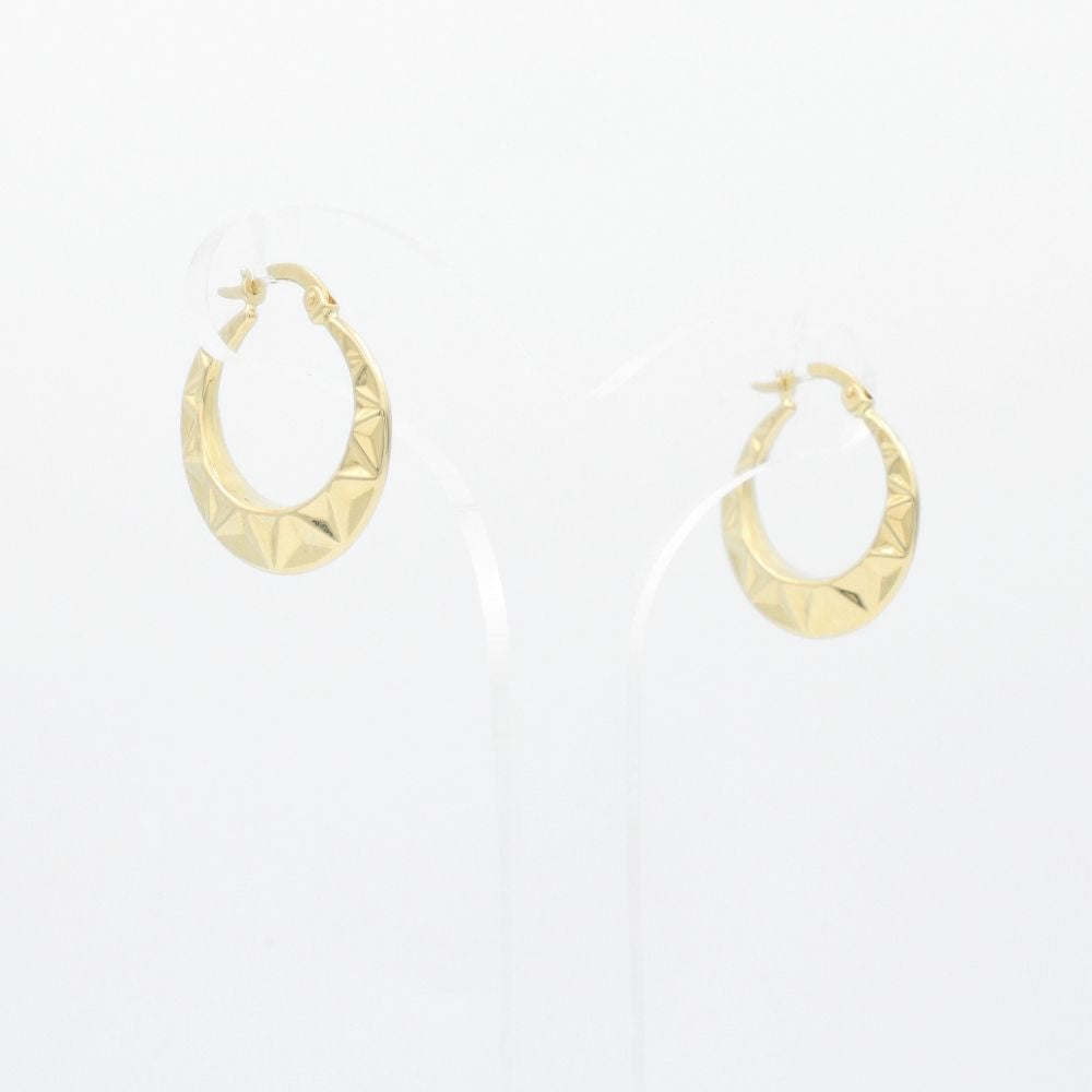 Arracada de Oro 14k Circular Hueca con Diseño de Sol mod. 8763